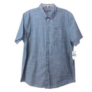 Men's NWT International Concepts Blue Button Front Short Sleeve Shirt